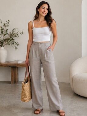 Style &co women linen beige Pants size 10 used